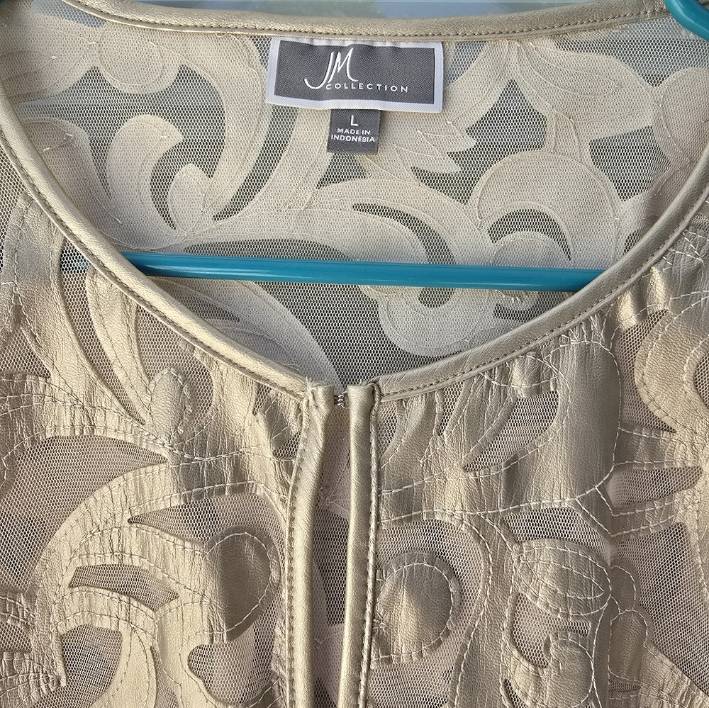 JM Collection Gold Pattern Jacket Large - Picture 3 of 6